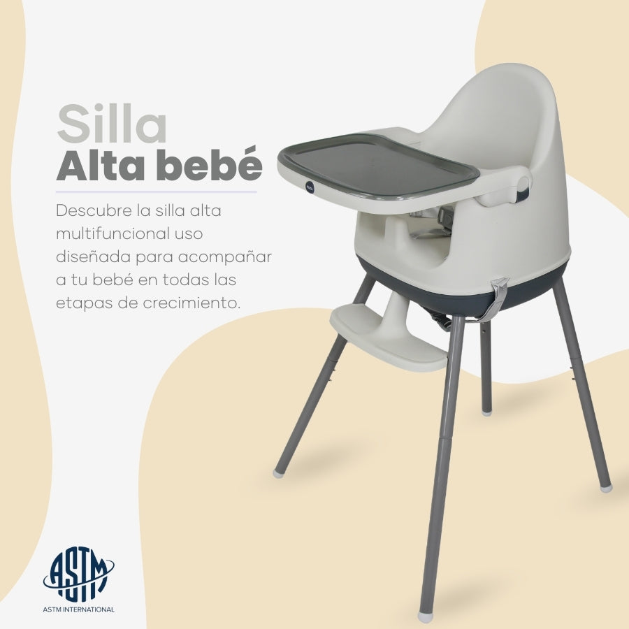 Silla Alta y Booster Multifuncional Gris