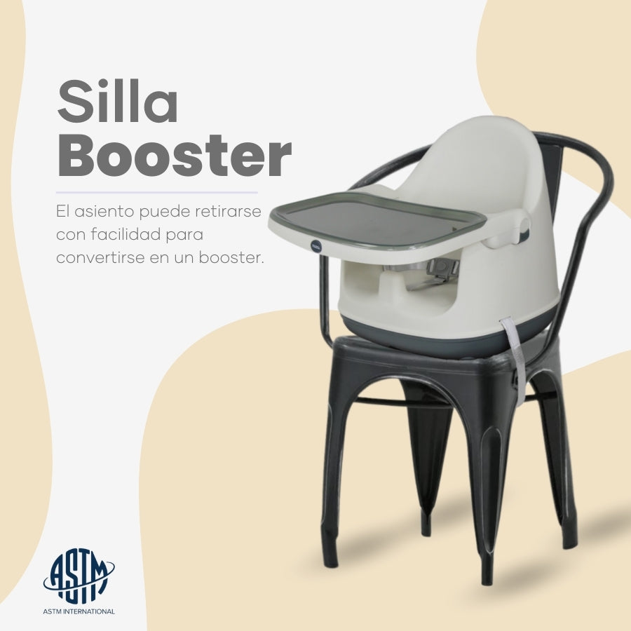 Silla Alta y Booster Multifuncional Gris