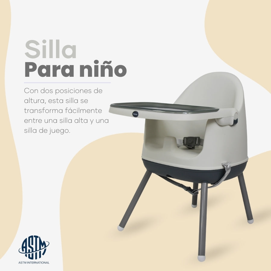 Silla Alta y Booster Multifuncional Gris
