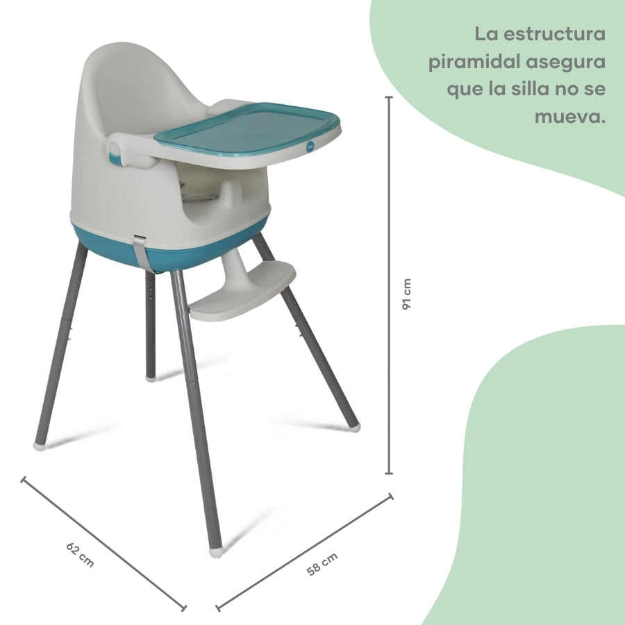 Silla Alta y Booster: Multifuncional Azul 3 en 1