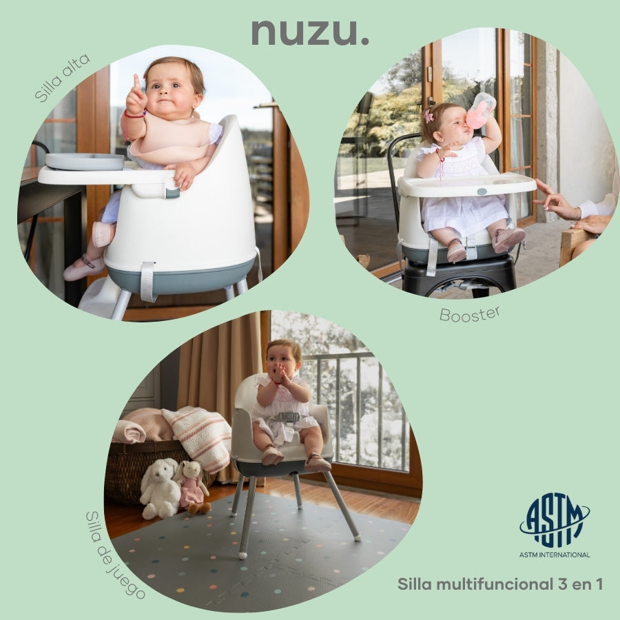Silla Alta y Booster: Multifuncional Azul 3 en 1