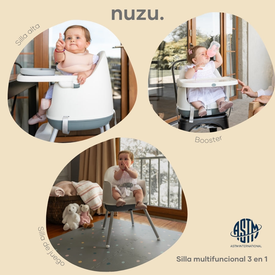 Silla Alta y Booster Multifuncional Gris