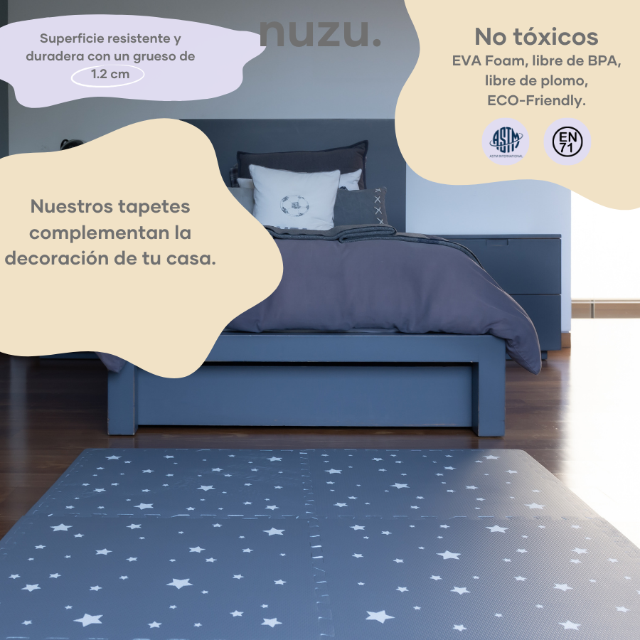 Tapete de Estrellas Blancas- Gris Obscuro