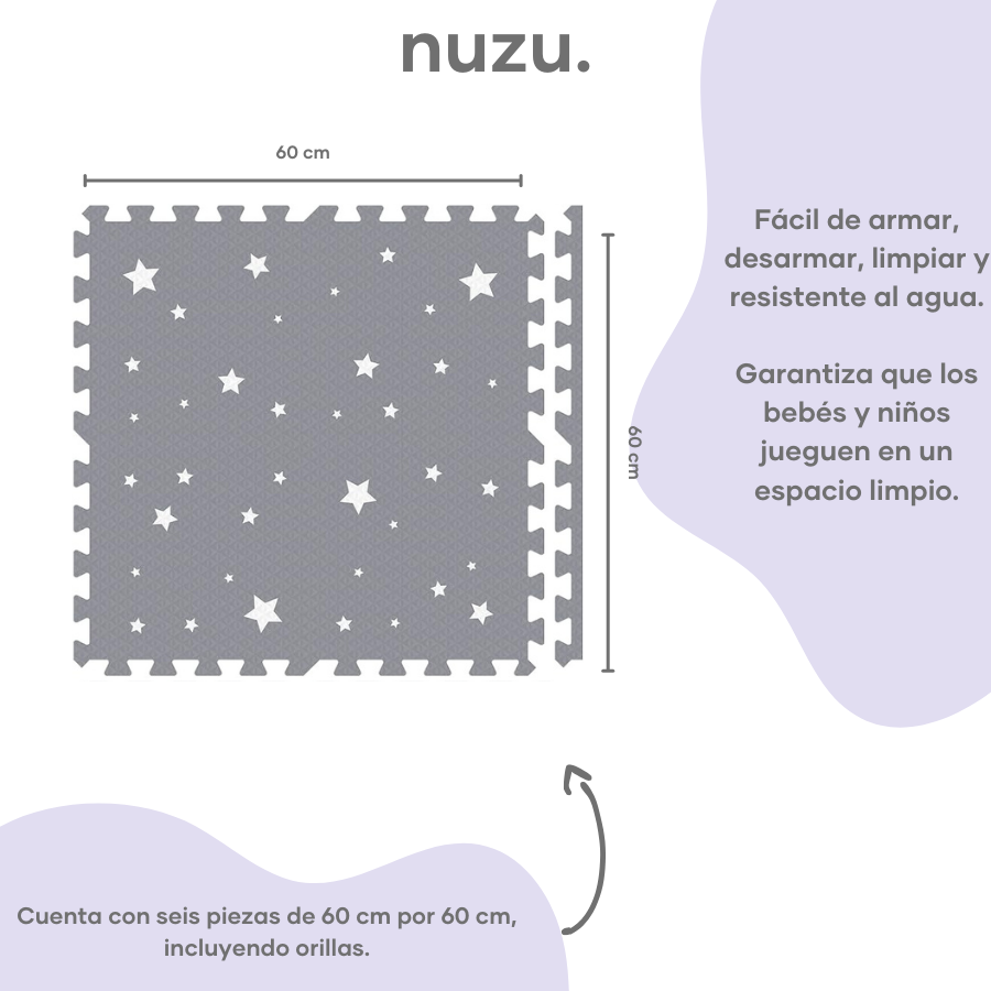 Tapete de Estrellas Blancas- Gris Obscuro
