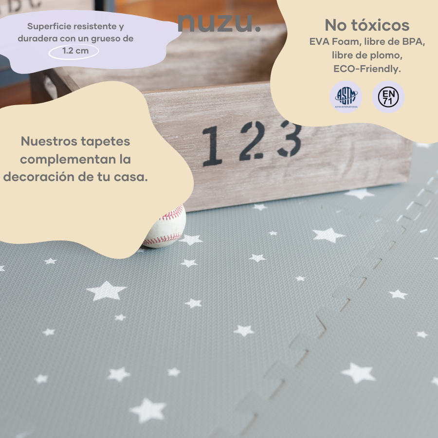 Tapete de Estrellas Blancas- Gris Claro