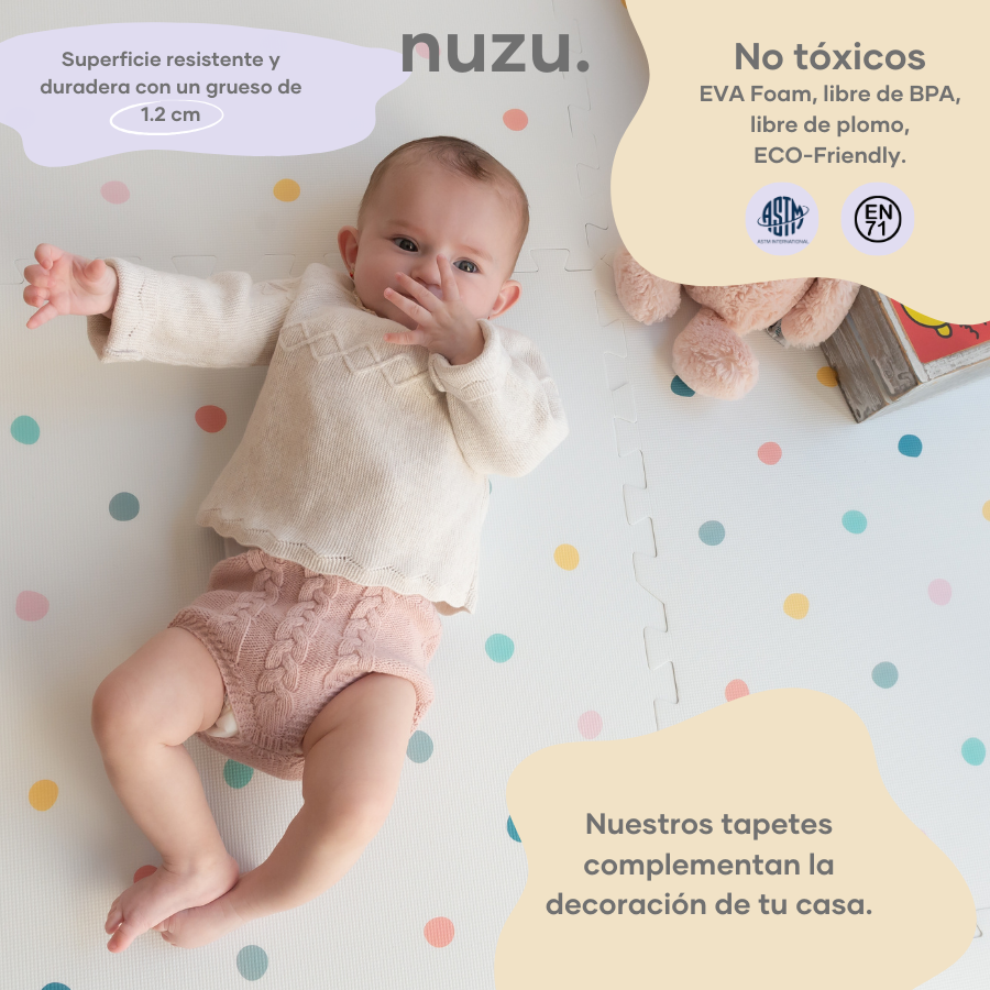 Tapete Armable Blanco con Puntos de Colores