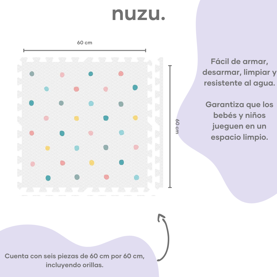Tapete Armable Blanco con Puntos de Colores