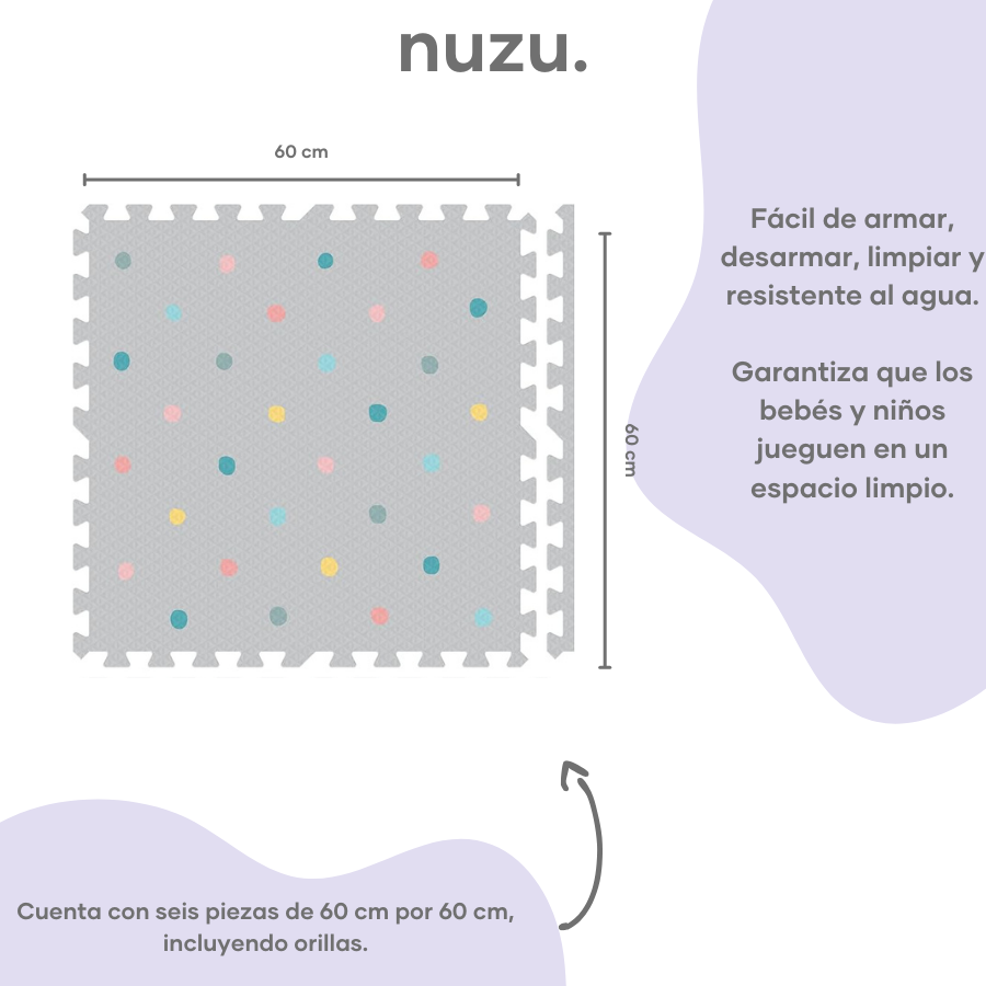 Tapete Armable Gris con Puntos de Colores