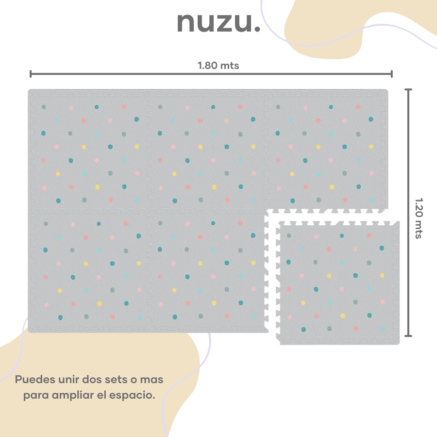 Tapete Armable Gris con Puntos de Colores