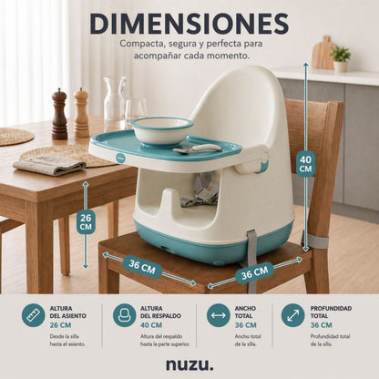 Silla Alta y Booster Multifuncional Gris Azul