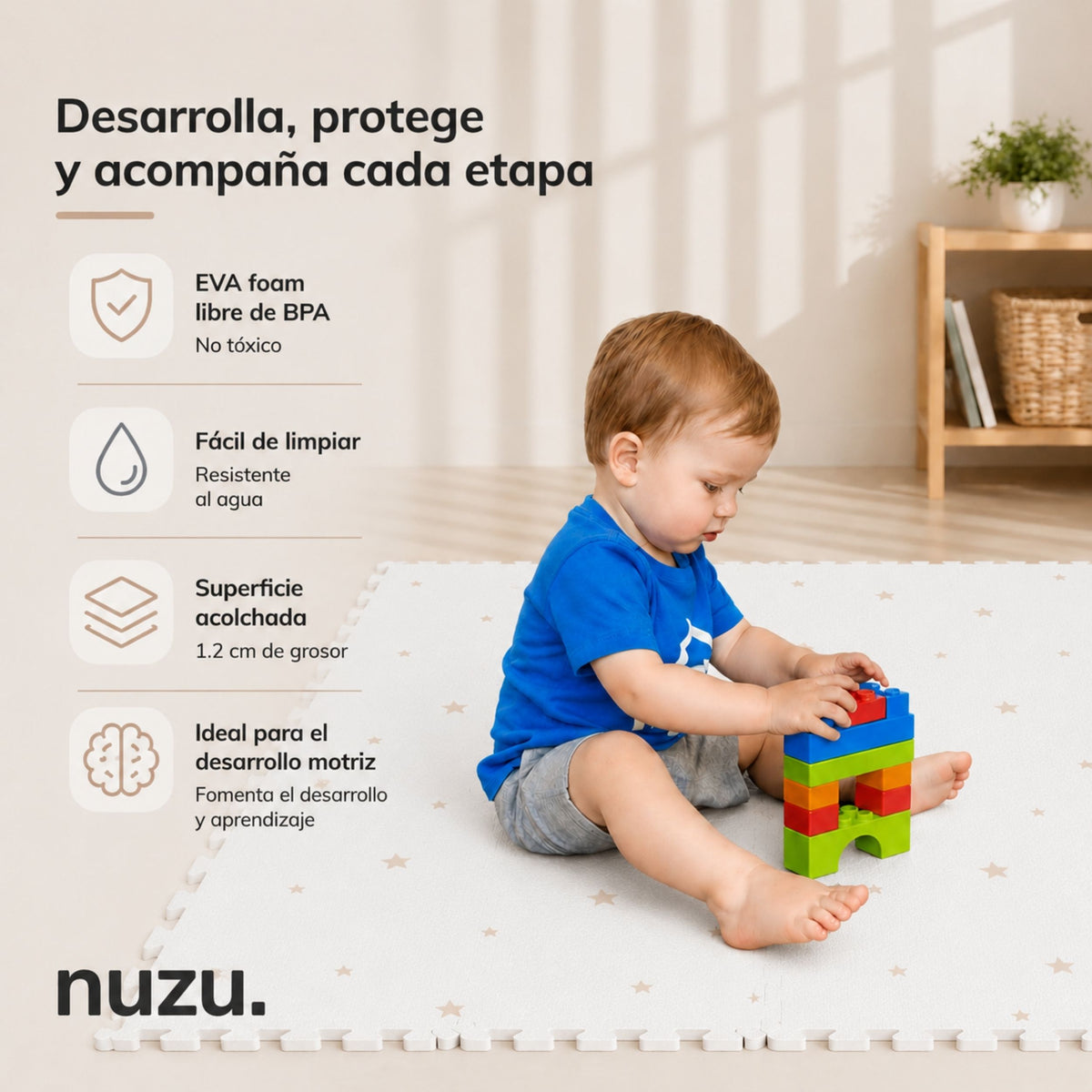 Tapete blanco de Estrellas Beige