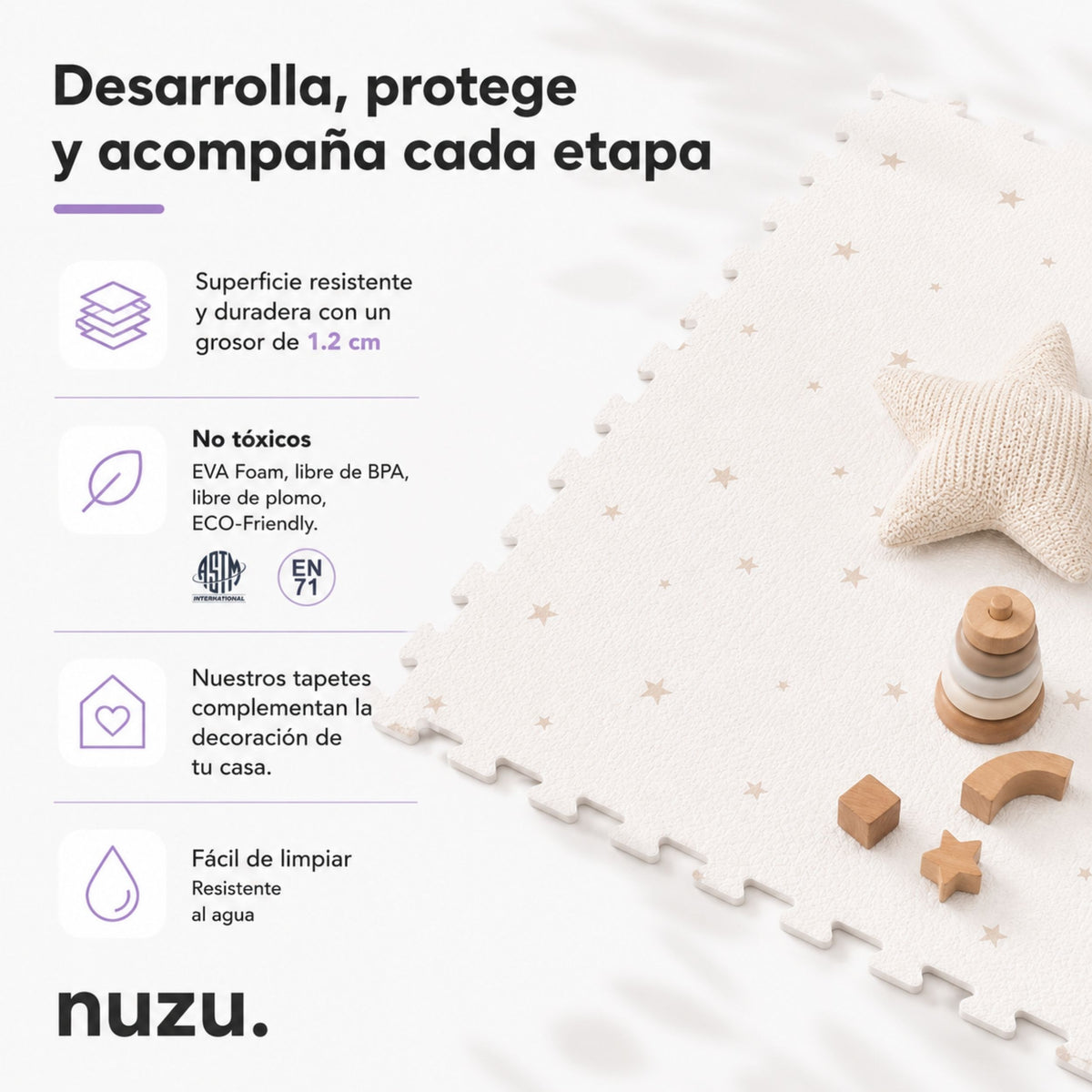 Tapete blanco de Estrellas Beige