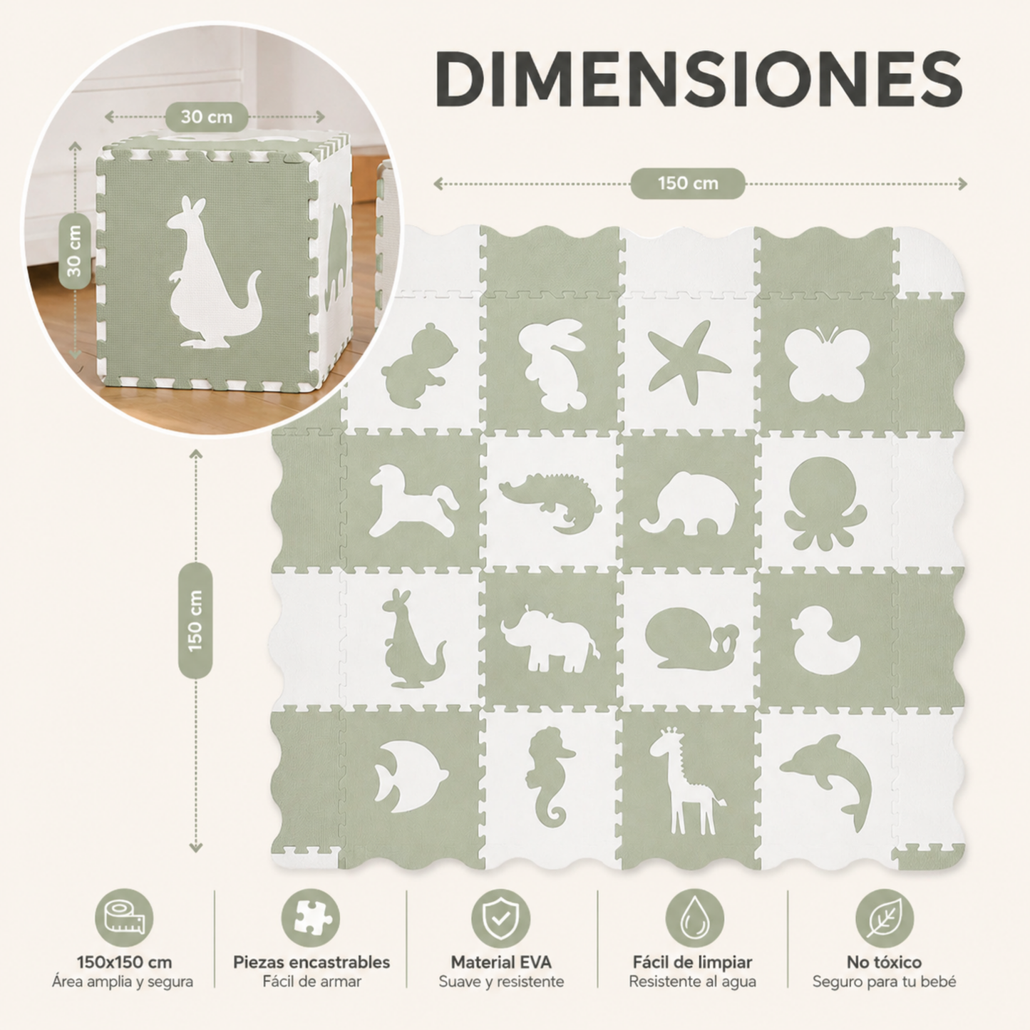 Tapete de Animales - Verde