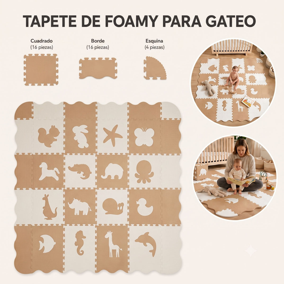 Tapete de Animales - Beige