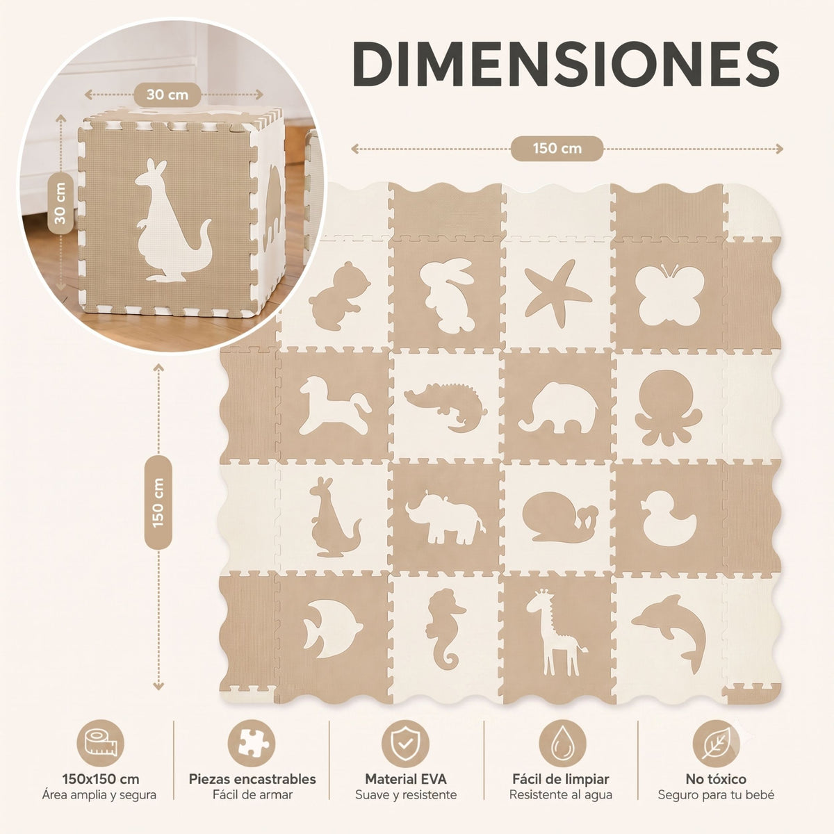 Tapete de Animales - Beige