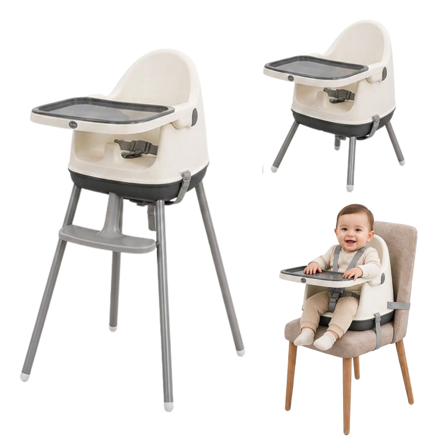 Silla Alta y Booster Multifuncional Gris