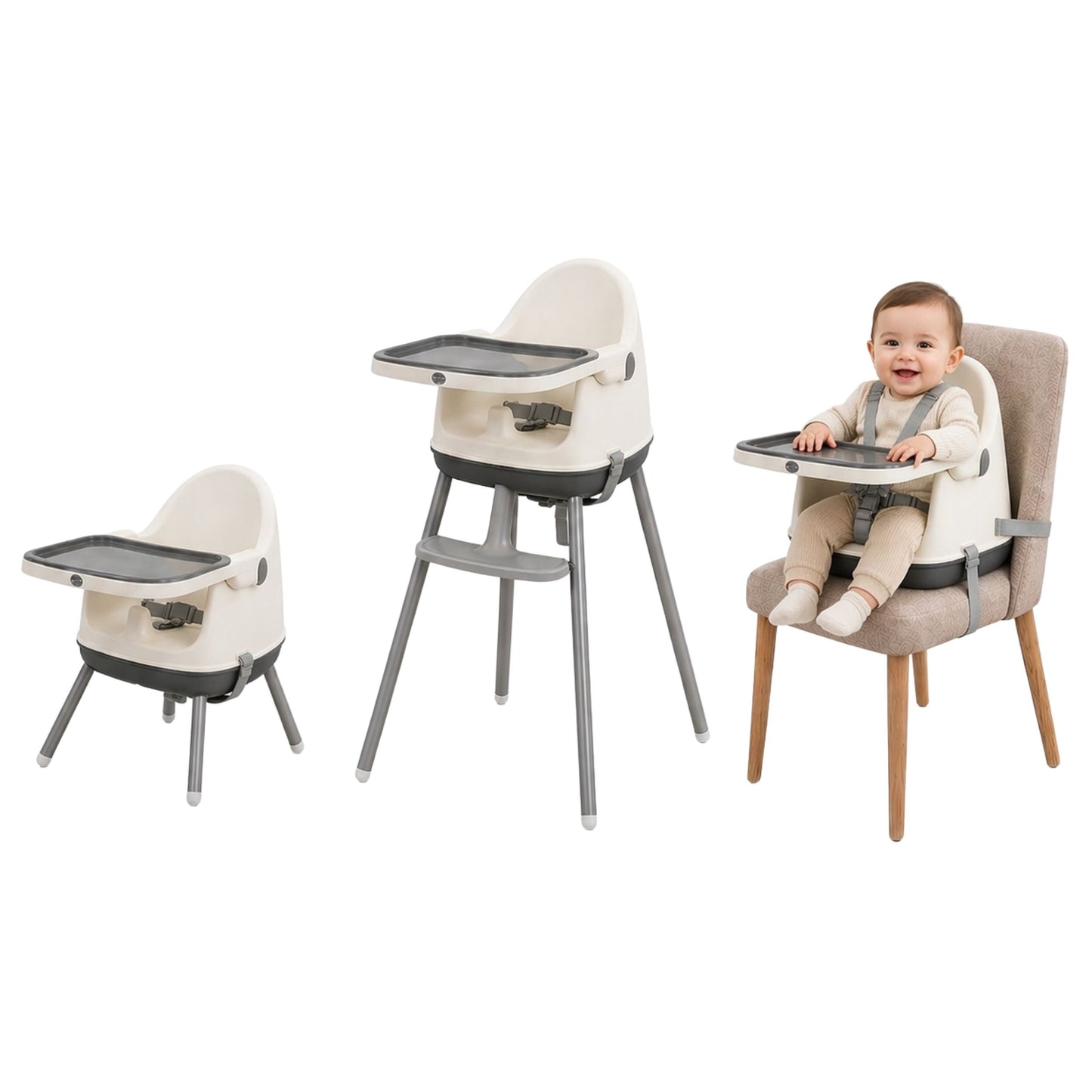 Silla Alta y Booster Multifuncional Gris