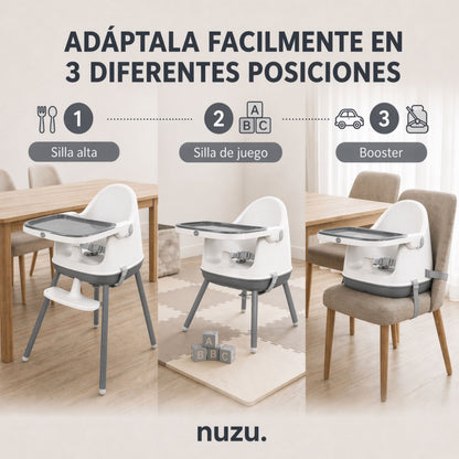 Silla Alta y Booster Multifuncional Gris