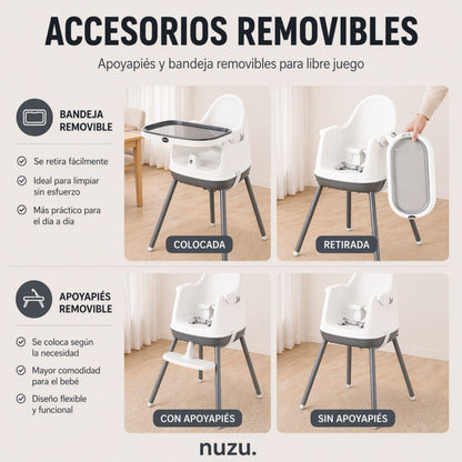 Silla Alta y Booster Multifuncional Gris