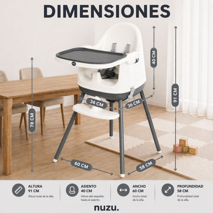 Silla Alta y Booster Multifuncional Gris