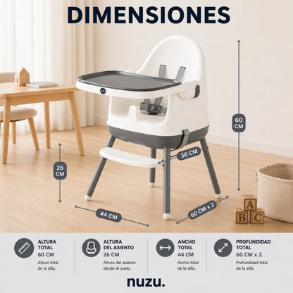 Silla Alta y Booster Multifuncional Gris