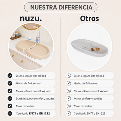 Cambiador de Bebé Antideslizante con Cinturón de Seguridad y Móvil de Juguetes