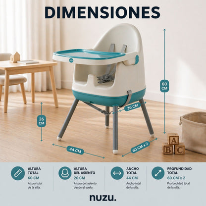 Silla Alta y Booster Multifuncional Gris Azul