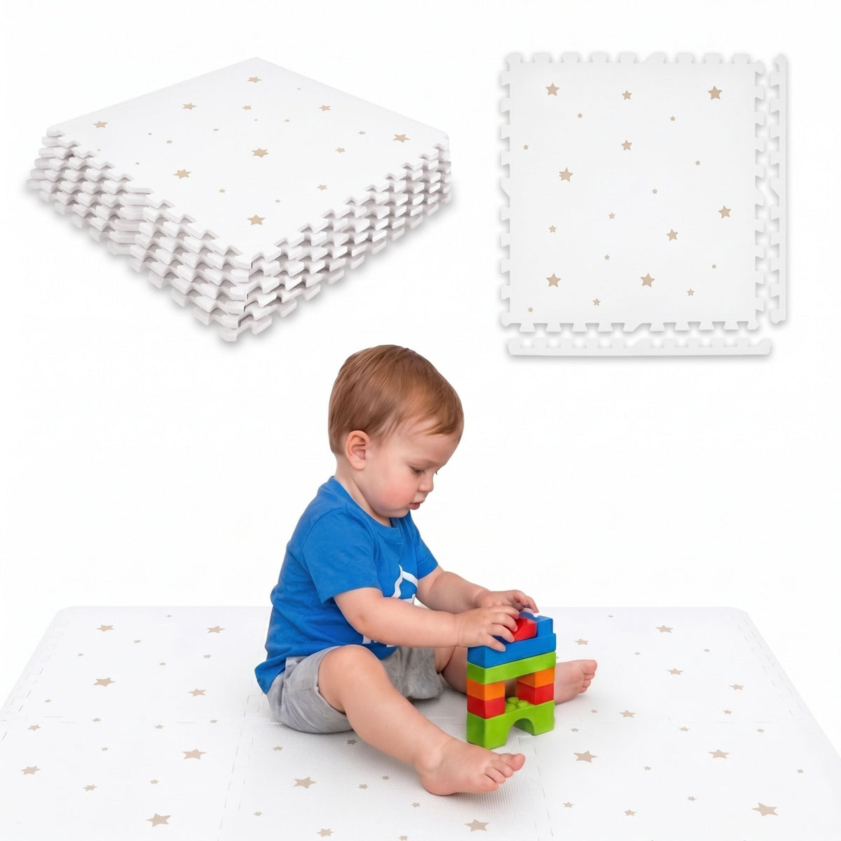 Tapete blanco de Estrellas Beige