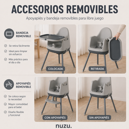 Silla Alta y Booster Multifuncional Gris