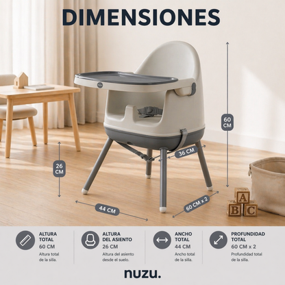 Silla Alta y Booster Multifuncional Gris