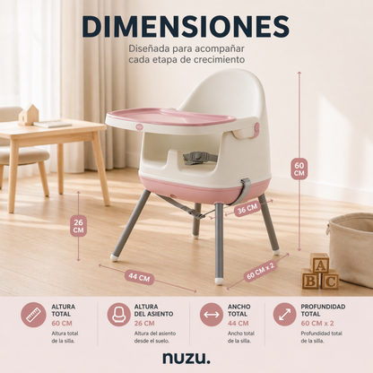 Silla Alta y Booster  Multifuncional Rosa