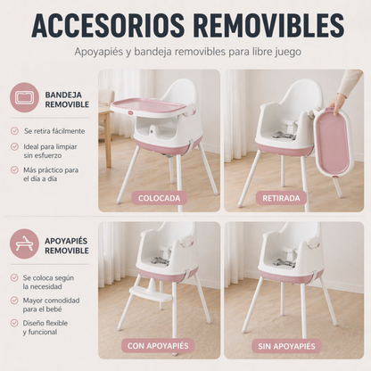 Silla Alta y Booster  Multifuncional Rosa